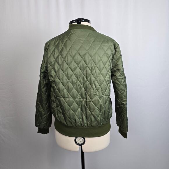 Eilly Bazar Quilted Bomber Jacket Women's L Green Zip Up NWOT - Picture 2 of 16